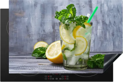 Produktbild von KitchenYeah© Herdabdeckplatte Cocktail - Früchte - Kräuter , 80x52cm, Küche Deko, Glaskeramikkochfeld Herdabdeckung, Abdeckplatte fùr Kochfeld