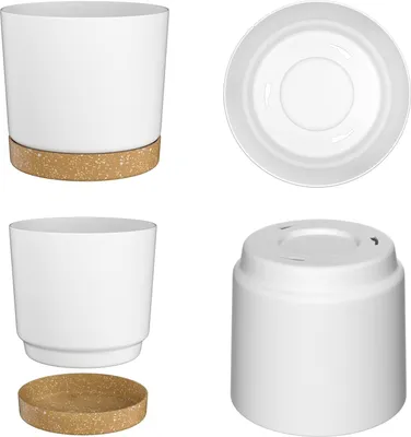 Produktbild von Famanu Pflanzenpot 30cm - Selbstbewässernd mit Abflusslöchern und Abnehmbarer Schale - Weiß