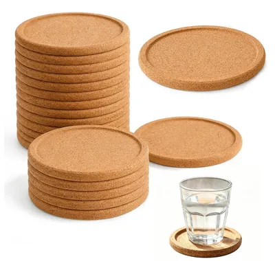 20 Korkuntersetzer rund mit Rand, 10 cm, saugfähig