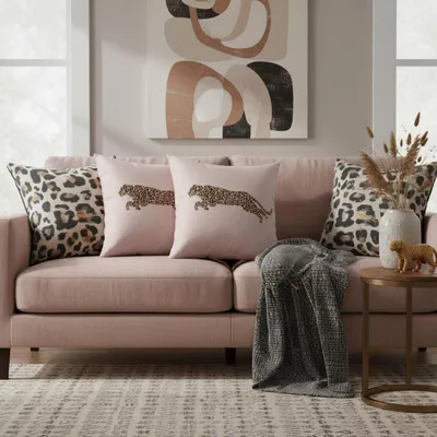 Immagine prodotto di Set di 2 federe per cuscini, 45x45 cm, motivo leopardo, multicolore, in poliestere