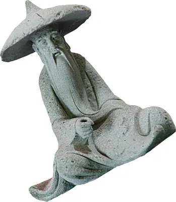 Imagen del producto de Miniatura de estatua de pescador, figura para acuario, decoración zen asiática, adorno vintage de arenisca, decoración para pecera