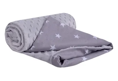 Immagine prodotto di Coperta per neonati in cotone, 75x100, stelle bianche con minky grigio