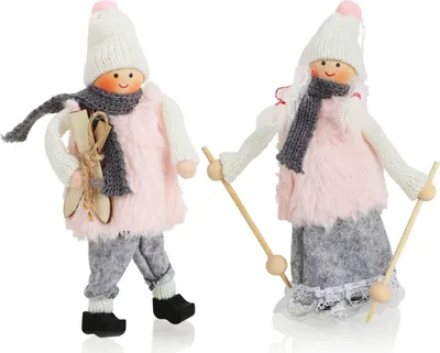 Produktbild von COM-FOUR® 2x Premium Weihnachts-Figur - Aufhänger Weihnachtsdeko - süßes Paar Skifahrer-Figuren - winterlicher Dekoartikel - Christbaumschmuck Wintersportpärchen