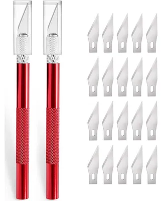 Produktbild von Bastelmesser Set mit 2 Cuttern und 20 Ersatzklingen rot