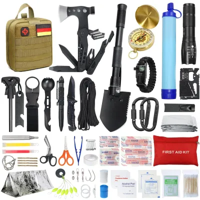 Imagen del producto de Kit de supervivencia para emergencias, con botiquín de primeros auxilios y 180 artículos esenciales