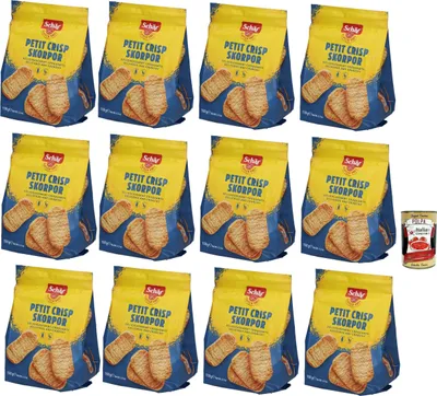 Produktbild von Schär Crostini senza Glutine, Glutenfreie Croutons, Speziell für Menschen mit Glutenunverträglichkeit entwickelt, 12x 150g + Italian Gourmet polpa 400g