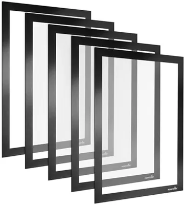 Produktbild von PromoHome® Selbstklebender Magnetischer A4 Rahmen mit Magnetverschluss, Schwarz, 5 Stück - Infokader für Dokumente, 322 x 236 mm