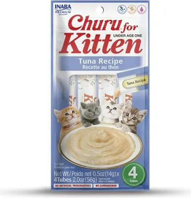Imagen del producto de INABA Churu Kitten: Delicadeza para gatitos con sabor a atún - 4 unidades de 14 g