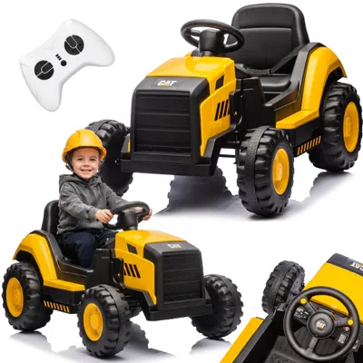 Immagine prodotto di Trattore elettrico a batteria per bambini CAT con telecomando, clacson MP3, trattore a pedali, veicolo ride-on, giallo, Sun Baby