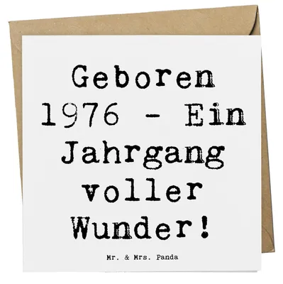 Produktbild von Mr. & Mrs. Panda Grußkarte Spruch 1976 Geburtstag - Weiß - Geschenk, Happy Birthday, anlasskarte, historische Ereignisse, doppelkarte, Wunderjahr, Klappkarte, Alter