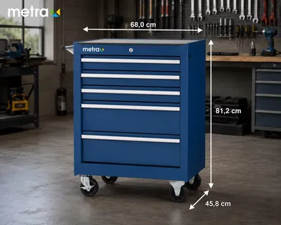 Produktbild von Werkstattwagen mit 5 Schubladen, blau