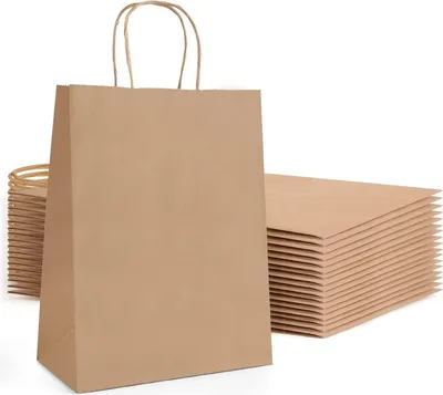 Produktbild von 18 Stück große Papiertüten mit Griff - Geschenktüten - 23 x 12 x 30 cm - schwarzes Papier - Kraftpapiertüten