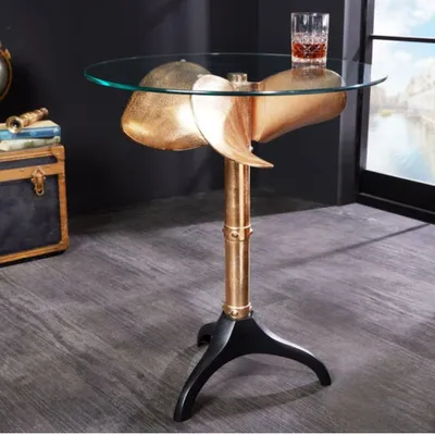 Produktbild von Maritimer Design-Tisch ELICA H73xD60cm gold-schwarz Beistelltisch