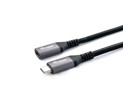 Produktbild von Equip USB 3.2 Gen 2 C-auf-C-Verlängerungskabel, M/F, 0,5 m, 4K/60 Hz, 10 Gbit/s, 0,5 m, USB C, USB C, USB 3.2 Gen 2 (3.1 Gen 2), 10 Gbit/s, Schwarz