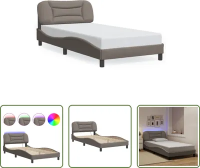 Image de The Living Store Cadre de lit avec LED Taupe 100x200 cm Tissu