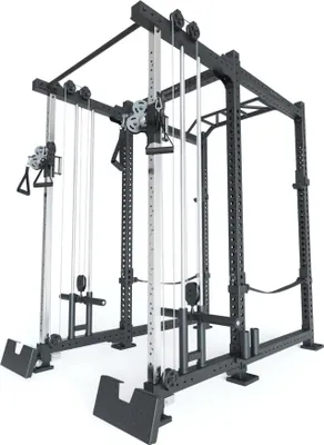 Produktbild von ATLETICA R8-Duality Power Rack | Squat Rack mit Kabelzug und 2x Klimmzugstange | Plate Loaded Dual Pulley, J-Hooks, Safety Straps, Bar Holder