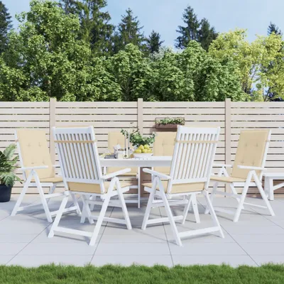 Immagine prodotto di The Living Store Cuscini per sedie da giardino con schienale alto 6 pz. Tessuto beige 120x50x3cm
