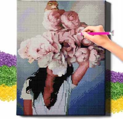 Obrázok produktu pre 5D diamantová maľba „Ružové pivonky“ 40 x 50 cm