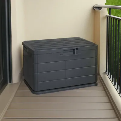 Immagine prodotto di Dmora Baule Cislago 55x76x52h cm Grigio Antracite, Chiusura Anta a Ribalta Materiale Piano in Plastica Italy