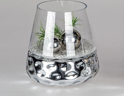 Formano Windlicht Dots aus Glas und Metall , 27 cm, 1 Stück, Silber-Klar