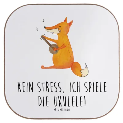 Produktbild von Mr. & Mrs. Panda Tischuntersetzer Ukulele Entspannung - Weiß - Geschenk, Hawaii, Untersetzer Gläser, gläseruntersetzer, Coaster, Getränkeuntersetzer, Instrument, Musik