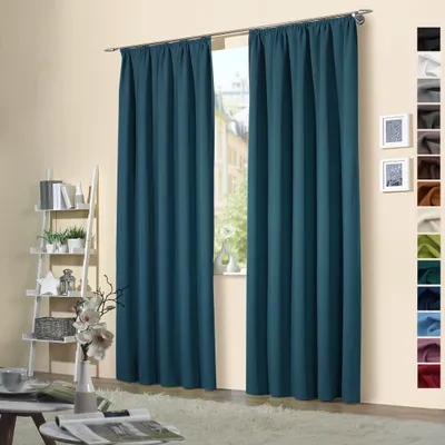 Produktbild von heimtexland ® 2 Stück Thermo Verdunkelungsvorhänge Sonnenschutz Kälteisolierung Verdunkelungsgardinen Kräuselband Vorhang Typ139 Dunkelpetrol HxB 245 x 135 cm