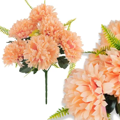 Obrázok produktu pre Umelá chryzantéma kytica 5 kvetov dekorácia do vázy 45 cm broskyňová