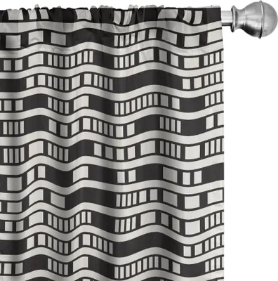 Image de ABAKUHAUS Rideaux abstraits, voilages, motifs graphiques d'inspiration géométrique moderne avec des rectangles et des lignes, 2 pièces 75 x 225 cm, gris anthracite, couleur coquille d'œuf
