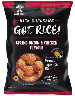 Produktbild von Want Want Got Rice Cracker Sping Onion und Chicken Japonica 100g