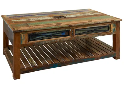 Produktbild von MASSIVMOEBEL24 Couchtisch Altholz 140x80x55 mehrfarbig lackiert NATURE OF SPIRIT #108