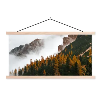 Produktbild von MuchoWow® Textilposter Kiefer - Herbst - Berg - Landschaft 120x60 cm mit holzfarbenen Rahmen - Klemmleiste