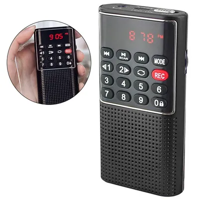 Produktbild von Aufnahmegerät mit Lautsprecher & FM-Radio,Tragbarer Mini Musikplayer, MP3 Wiedergabe,SD/TF/AUX MP3,Fm Radio,Schwarz