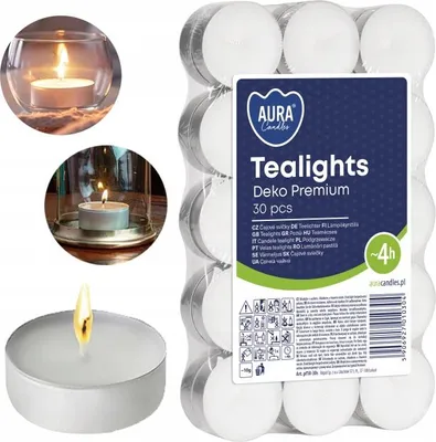 Zdjęcie produktu dla AURA Tea Lights Deco Premium 4h 30 szt. pf10-30s