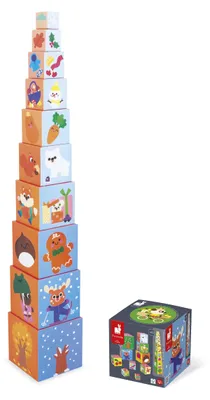 Produktbild von Janod – Meine erste Pyramide – Lerninhalte: Tiere, Obst, Zahlen, Jahreszeiten –