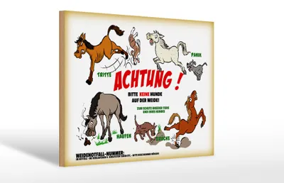 Produktbild von Holzschild Achtung keine Hunde auf Weide, 30 x 20 cm, Holzschilder Bauernhof Landwirt Tiere