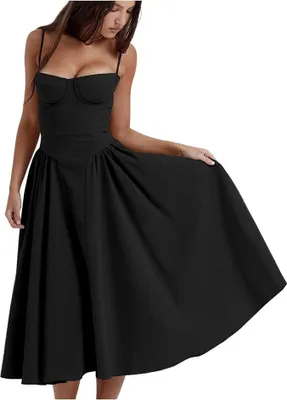 Immagine prodotto di Abito lungo estivo da donna con spalline Nero Party Ball S