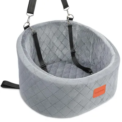 Immagine prodotto di Seggiolino auto per cani, comodo lettino da viaggio con guinzaglio di sicurezza, lavabile, colore grigio, taglia piccola