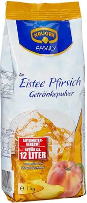 A bag of peach iced tea powder.