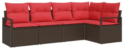 Image de Ensemble de Canapés 5 pcs Marron polyrotin
