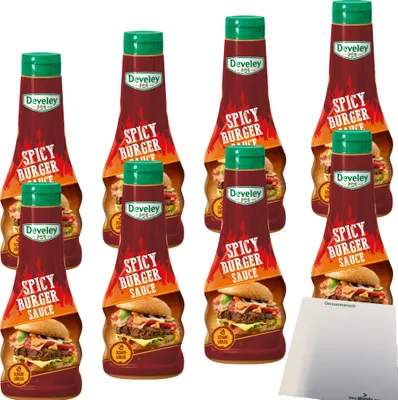 Produktbild von Develey Spicy Burger Sauce 8er Pack (8x250ml Flasche) + usy Block