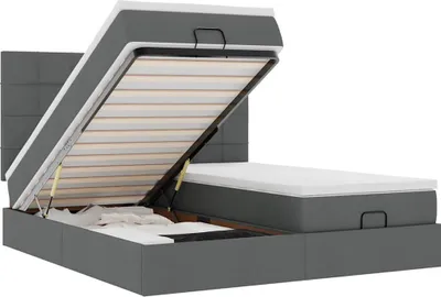 Obrázek produktu pro vidaXL Osmanská postel s matracemi tmavě šedá 160x200 cm látka