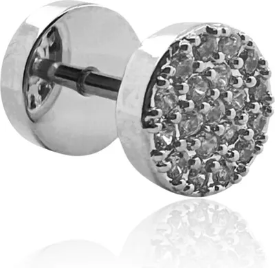 Produktbild von Fake Plug Kristall Ohrstecker 316L Chirurgenstahl 8mm in verschiedenen Farben Farbe - Silber
