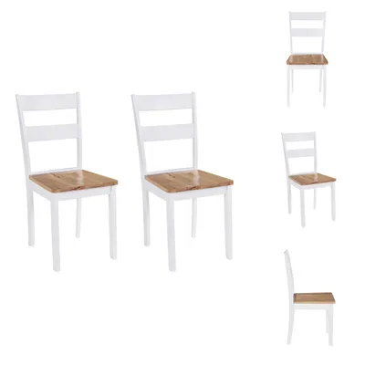 Image de vidaXL Chaises de salle à manger 2 pièces Bois massif d'hévéa blanc -  Chaises de salle à manger