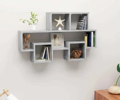 Obrázok produktu pre The Living Store Nástenná polica v tvare auta betónová sivá 82x15x51 cm materiál na báze dreva