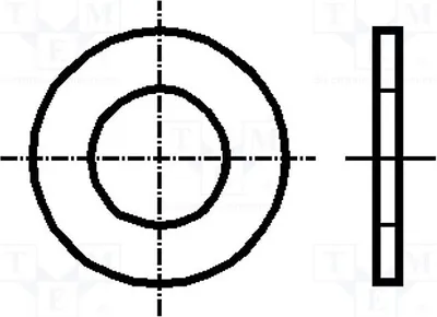 Immagine prodotto di 100 rondelle piatte, diametro D=16mm, codice BN: 735 1270842, spessore h=0,8mm, per viti M6, forma circolare