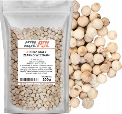 Zdjęcie produktu dla PIEPRZ BIAŁY ZIARNISTY 200g Aromatyczny naturalny ziarno jakość Kol-Pol