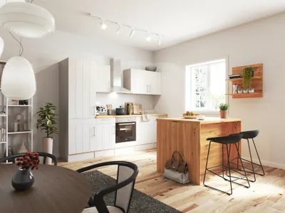 Produktbild von Küche Küchenzeile Landhaus Inselküche Glaskeramik Anton 280 cm Respekta