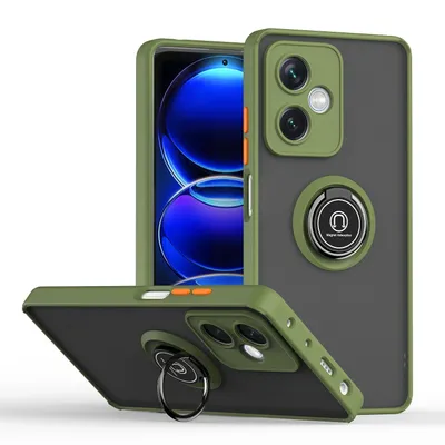Obrázek produktu pro Pouzdro pro Xiaomi Redmi Note 12 matné průsvitné TPU pouzdro s prstencovým držákem a stojánkem Armádní zelená