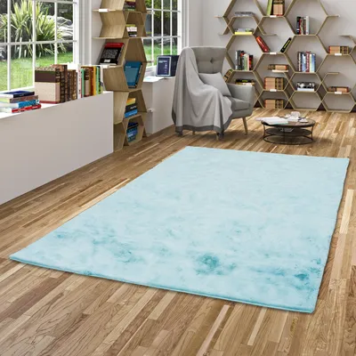 Produktbild von Luxus Super Soft Fellteppich Plush Türkis, Größe:70x140 cm