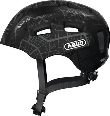 Produktbild von ABUS Fahrradhelm Youn-I 2.0 - mit Licht für Kinder, Jugendliche und junge Erwachsene - für Mädels und Jungs - Schwarz mit Muster, Größe S (48-54 cm)